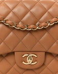 Lambskin Quilted Jumbo Double Flap Dark Beige