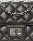 Metallic Sheepskin Quilted 2.55 Reissue Mini Flap Dark Silver