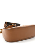 Vitello Daino Soft Zippered Hobo Shoulder Bag Caramel