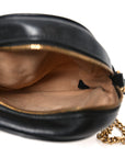Azalea Calfskin Matelasse Heart Mini GG Marmont Round Shoulder Bag Black