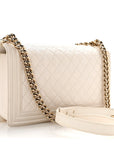 Caviar Quilted New Medium Boy Flap White