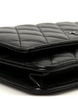 Pearly Lambskin Quilted Wallet On Chain WOC So Black