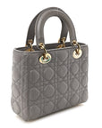 Lambskin Cannage Small Lucky Badges My Lady D1OR Grey