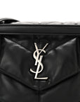 Lambskin Quilted Medium Loulou Puffer Monogram Chain Satchel Black