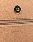 Caviar Quilted Wallet on Chain WOC Beige