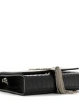 Calfskin Crocodile Embossed Small Classic Monogram Kate Tassel Satchel Black