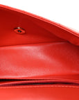 Lambskin Chevron Quilted Mini Rectangular Flap Red