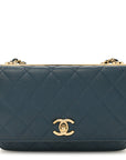 Lambskin Quilted Trendy CC Wallet On Chain WOC Blue