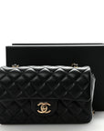 Lambskin Quilted Mini Rectangular Flap Black