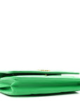 Shiny Goatskin Quilted CHNL 19 Wallet On Chain WOC Green