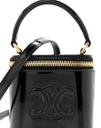 Patent Calfskin Triomphe Mini Vanity Case Black