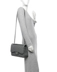Caviar Quilted Jumbo Double Flap Grey