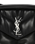 Lambskin Quilted Medium Loulou Puffer Monogram Chain Satchel Black