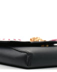 Calfskin Medusa Whipstitch Envelope Clutch Black White