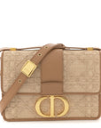 Raffia Calfskin 30 Montaigne Flap Bag Beige