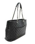 Lambskin Quilted Large Tote Black