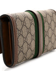 GG Supreme Monogram Azalea Calfskin Web Jackie 1961 Chain Wallet Beige Ebony Brown Sugar