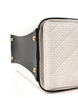 Braided Raffia Calfskin Quilted Small CHNL 25 Handbag White Black