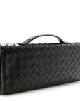 Nappa Intrecciato Long Andiamo Top Handle Clutch Black