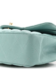 Caviar Quilted Small Double Flap Light Blue