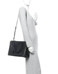 Saffiano Lux Monochrome Large Galleria Double Zip Tote Black