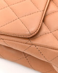 Lambskin Quilted Mini Rectangular Flap Brown