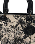 Calfskin Toile de Jouy Carnivora Medium Lady D1OR White Black