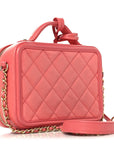 Caviar Quilted Small CC Filigree Vanity Case Pink