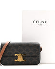 Canvas Calfskin Triomphe Shoulder Bag Tan