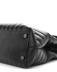 Calfskin Y Quilted Monogram Monochrome Large Loulou Chain Satchel Black