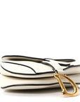 Grained Calfskin Mini Saddle Bag White