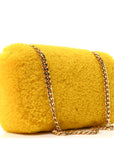 Fluffy Shearling Triomphe Claude Chain Shoulder Bag Yellow