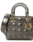 Metallic Lambskin Cannage Small My ABCD1OR Lady D1OR Dark Silver