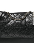 Aged Calfskin Quilted Large Gabrielle Hobo Black