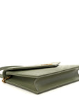 Grain De Poudre Matelasse Chevron Monogram Envelope Chain Wallet Light Sage
