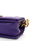 Calfskin Quilted Small Boy Flap Purple