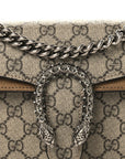 GG Supreme Monogram Suede Crystal Small Dionysus Shoulder Bag Beige Ebony Taupe