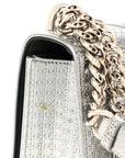 Metallic Patent Micro-Cannage Small D1ORama Flap Bag Silver
