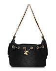 Washed Denim Quilted Mini CHNL 25 Handbag Black
