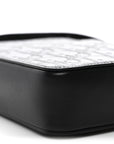Calfskin Oblique Galaxy Perforated World Tour Messenger Pouch Black