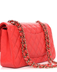 Caviar Quilted Medium Double Flap Red