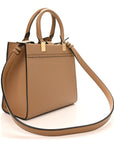 Vitello Santa Barbara Woven Logo Small FNDI Sunshine Shopper Tote Cappucino