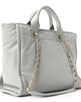 Calfskin Small Deauville Tote Light Grey