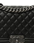 Calfskin Quilted Medium Boy Flap Black