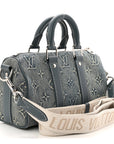 Monogram Washed Denim Keepall Bandouliere 25