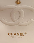 Caviar Quilted Medium Double Flap White