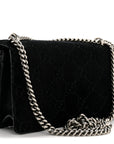 Velvet Skipper Crystal GG Monogram Small Dionysus Shoulder Bag Black Black Diamond