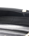 Glazed Calfskin Quilted Boy Wallet On Chain WOC Black