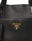 Vitello Daino Pocket Shopping Tote Black