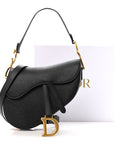 Grained Calfskin Saddle Bag With Strap Black
